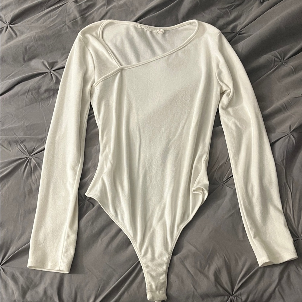 Lush White Asymmetrical Bodysuit